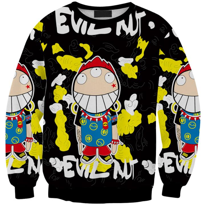 Shein The New 3d Digital Printing Three Eyes Graffiti Lady Sweatshirts