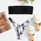 Shein Ink Drawing Bikini Set