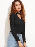 Shein Black Cutout Front Ribbed Sweater