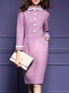 Shein Purple Doll Collar Pockets Sheath Dress