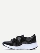 Shein Black Crisscross Strappy Sequins Sneakers