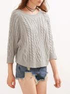 Shein Grey Cable Knit Dolman Sleeve Sweater