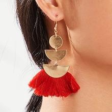 Shein Half Round Fan Tassel Drop Earrings