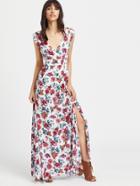 Shein Cap Sleeve Tie Back Surplice Plunging Slit Dress