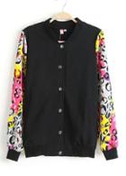 Rosewe Colorful Sleeve Paned Black Jackets With Single Breasted