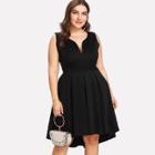 Shein Plus Deep V Neck Asymmetrical Hem Dress