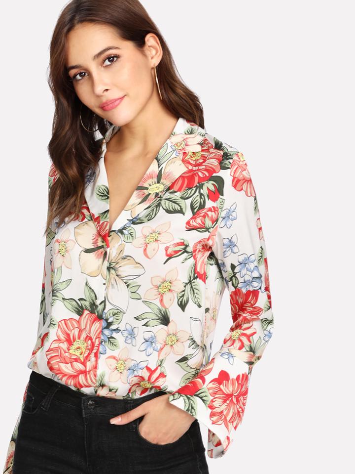 Shein Flower Print Shirt