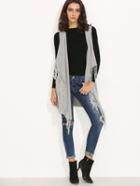 Shein Grey Sleeveless Waterfall Fringe Cardigan