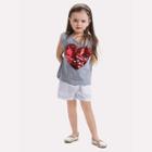 Shein Girls Heart Sequin Slit Back Marled Tee