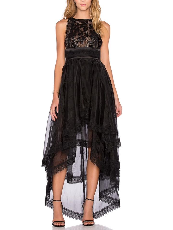 Shein Black Sleeveless Lace High Low Dress
