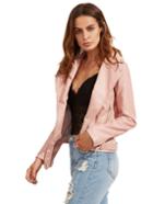 Shein Zipper Detail Pu Jacket With Buckle Belt