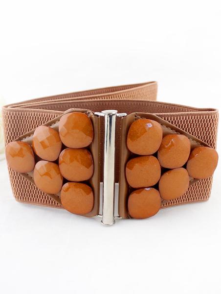 Shein Yellow Gemstone Embellished Elastic Wide Belt