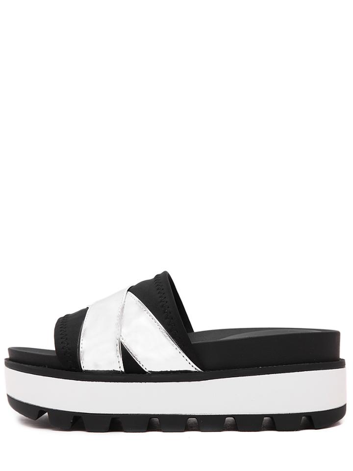 Shein Silver Open Toe Criss Cross Platform Sandals