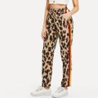 Shein Contrast Tape Side Leopard Print Pants