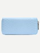 Shein Crocodile Embossed Zip Closure Wallet - Blue