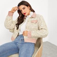 Shein Contrast Hem Button Up Jacket