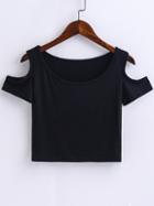 Shein Black Open Shoulder Crop Top