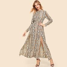 Shein Snake Print High Split Dress