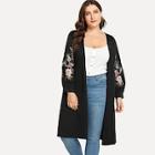 Shein Plus Botanical Embroidery Sleeve Coat