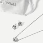 Shein Rhinestone Pendant Necklace & Stud Earrings