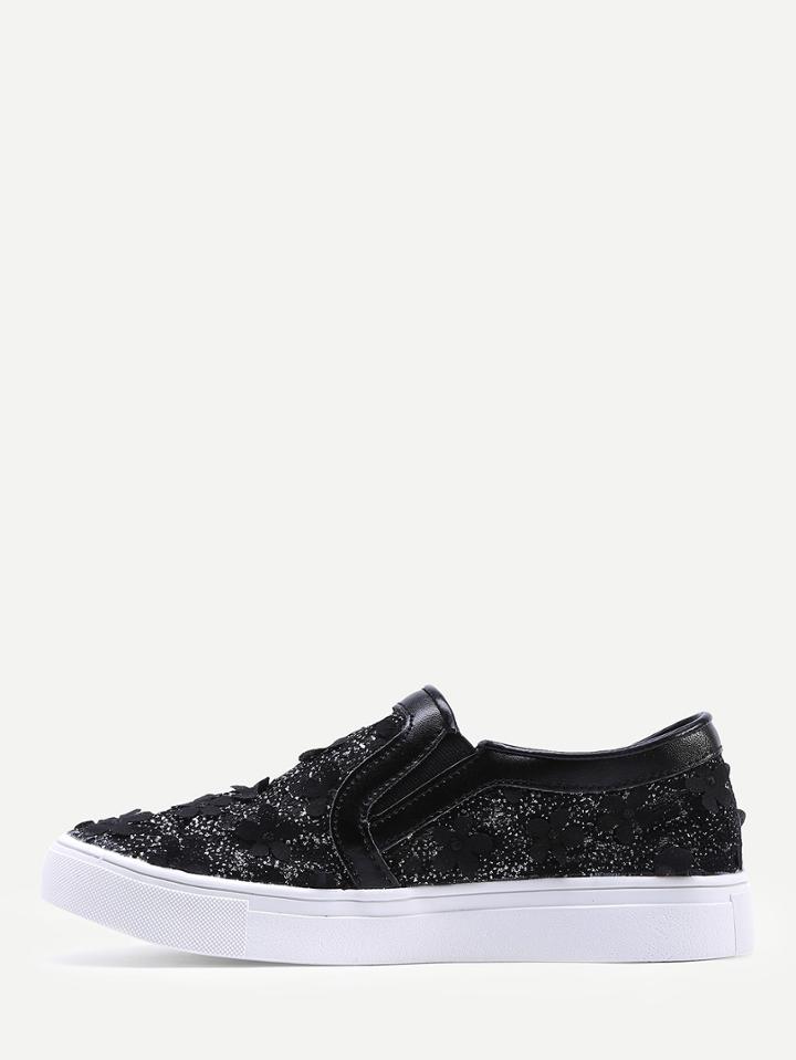 Shein Black Lace Upper Slip On Plimsoll