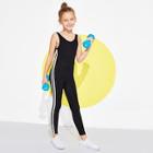 Shein Girls Striped Trim Sleeveless Jumpsuit