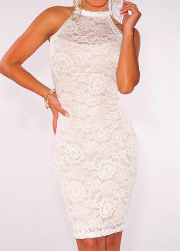 Rosewe Open Back Sleeveless White Bodycon Dress