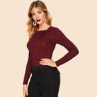 Shein 70s Knotted Neck Slim Fitted Solid Tee