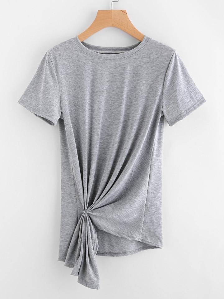 Shein Drape Detail Marled Tee