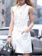 Shein White Shirt Dress With Pockets