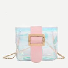 Shein Iridescent Detail Buckle Chain Bag
