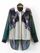 Shein Parrot Print Dovetail Blouse