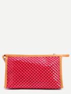 Shein Hot Pink Contrast Trim Hexagon Embossed Makeup Bag