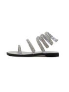Shein Rhinestone Studded Silver Thin Strap Sandals