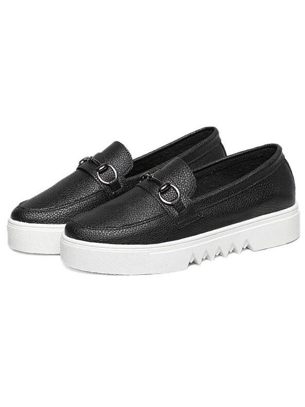 Shein Metal Accent Contrase Platform Loafers