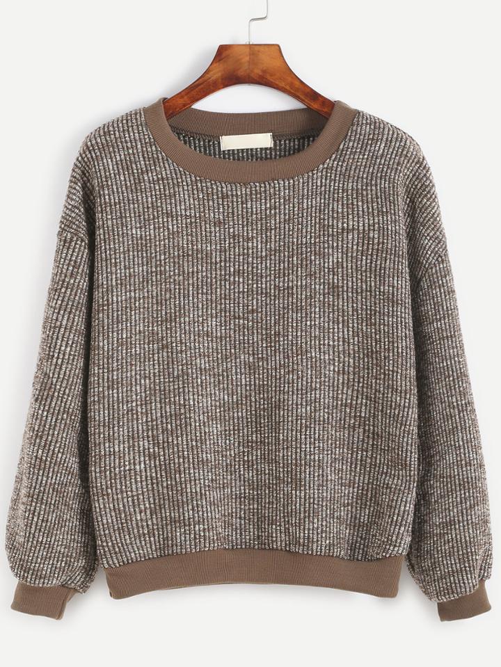 Shein Contrast Trim Ribbed Sweatshirt