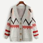 Shein Plus Geo Pattern Knit Coat