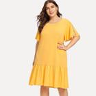 Shein Plus Split Sleeve Ruffle Hem Dress