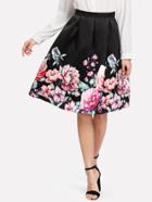 Shein Boxed Pleated Flower Print Skirt