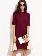 Shein Contrast Mock Neck Swing Dress