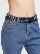 Shein Black Studded Double Layer Skinny Leather Belt
