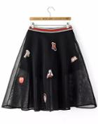 Shein Striped Trim Patch Flare Skirt