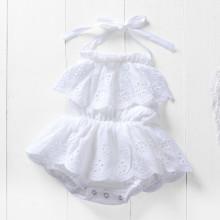 Shein Girls Frill Eyelet Embroidered Romper