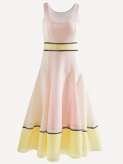Shein Color Block Sleeveless Fit & Flare Dress