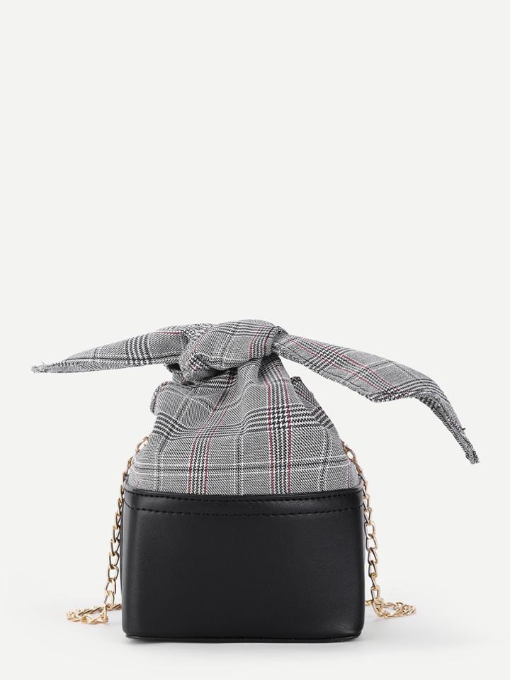 Shein Gingham Print Two Tone Chain Bag