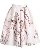 Shein Plum Blossom Print Flare Skirt