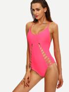 Shein Ladder-cutout Crisscross One-piece Swimwear