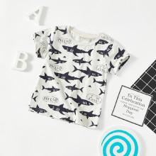 Shein Boys Cartoon Shark Print Tee