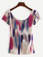 Shein Multicolor Brush Splatter Print T-shirt