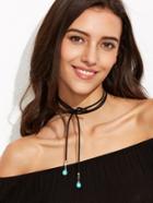 Shein Black Bow Turquoise Wrap Choker Necklace